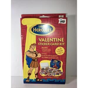 Vintage 1997  Disney Hercules Valentines Day Sticker Card Kit & Tote Box NEW